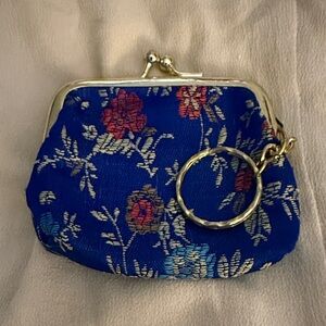 Floral Blue Coin Purse